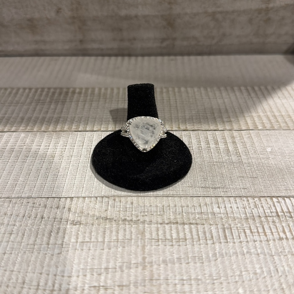 Bomb Party Resort Wear Silver Plated Lab Created White Quartz Ring - Picture 4 of 6